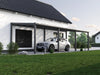 Alufuchs Carport Freistehend im Curved Design aus Aluminium in Anthrazit mit 4 Pfosten am Einfamilienhaus