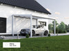 Alufuchs Carport Freistehend im Curved Design aus Aluminium in Weiß mit 2 Pfosten am Einfamilienhaus