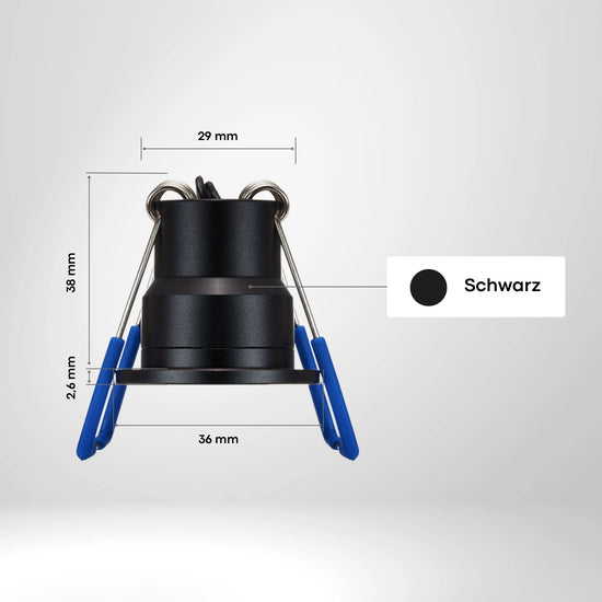 Maße eines LED Einbaustrahlers für Terrassenüberdachungen in Schwarz