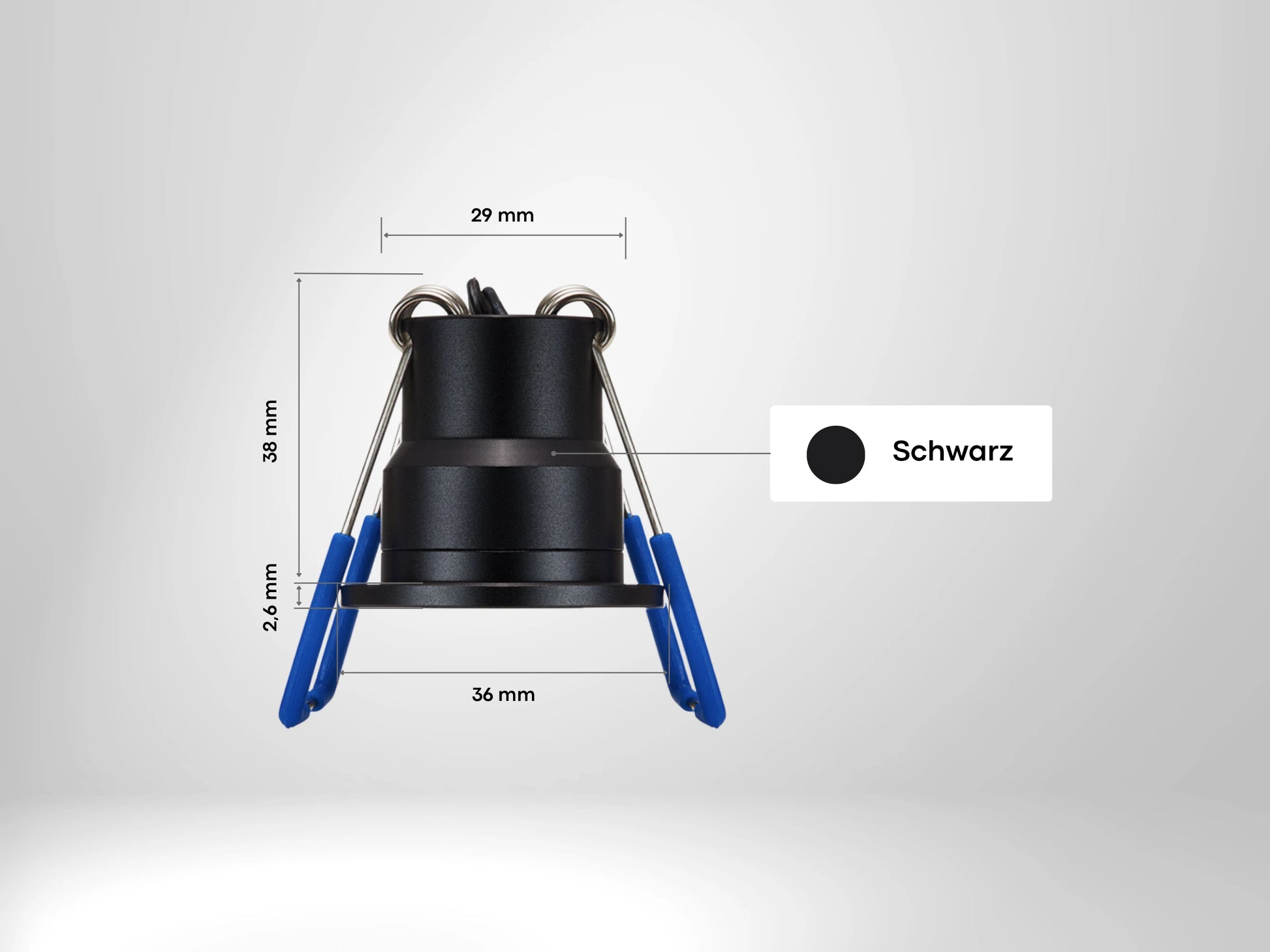 Maße eines LED Einbaustrahlers für Terrassenüberdachungen in Schwarz