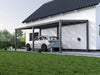 Alufuchs Carport Freistehend im Classic Design aus Aluminium in Anthrazit mit 3 Pfosten am Einfamilienhaus