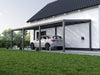 Alufuchs Carport Freistehend im Classic Design aus Aluminium in Anthrazit mit 4 Pfosten am Einfamilienhaus