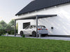 Alufuchs Carport Wandgebunden im Classic Design aus Aluminium in Anthrazit mit 2 Pfosten am Einfamilienhaus