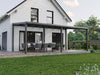 Alufuchs Terrassenüberdachung Freistehend im Curved Design aus Aluminium in Anthrazit mit 3 Pfosten am Einfamilienhaus