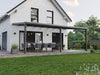 Alufuchs Terrassenüberdachung Wandgebunden im Curved Design aus Aluminium in Anthrazit mit 3 Pfosten am Einfamilienhaus