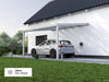 Alufuchs Carport Wandgebunden im Classic Design aus Aluminium in Silber mit 2 Pfosten am Einfamilienhaus