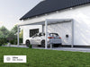 Alufuchs Carport Freistehend im Classic Design aus Aluminium in Silber mit 2 Pfosten am Einfamilienhaus
