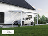 Alufuchs Carport Wandgebunden im Curved Design aus Aluminium in Weiß mit 2 Pfosten am Einfamilienhaus