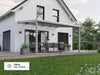 Alufuchs Terrassenüberdachung Wandgebunden im Curved Design aus Aluminium in Silber mit 2 Pfosten am Einfamilienhaus