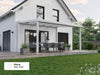 Alufuchs Terrassenüberdachung Freistehend im Curved Design aus Aluminium in Weiß mit 2 Pfosten am Einfamilienhaus